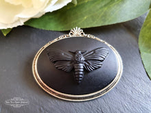 Load image into Gallery viewer, Death's-Head Hawkmoth, Cameo Pin Brooch, 4cmx4.5cm (1.57''x1.77''), Solid Black Design, Modern Vintage Style
