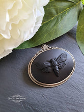 Load image into Gallery viewer, Death's-Head Hawkmoth, Cameo Pin Brooch, 4cmx4.5cm (1.57''x1.77''), Solid Black Design, Modern Vintage Style