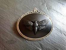 Load image into Gallery viewer, Death's-Head Hawkmoth, Cameo Pin Brooch, 4cmx4.5cm (1.57''x1.77''), Solid Black Design, Modern Vintage Style