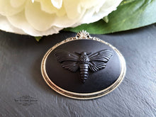 Load image into Gallery viewer, Death's-Head Hawkmoth, Cameo Pin Brooch, 4cmx4.5cm (1.57''x1.77''), Solid Black Design, Modern Vintage Style