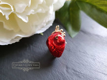 Load image into Gallery viewer, Tiny Anatomical Heart Pin - Can Be Worn As A Brooch Or Pendant - Hand Enamelled  - Goldtone Base - 2.5x1.5cm / 25x15mm / 0.98x0.59 Inches