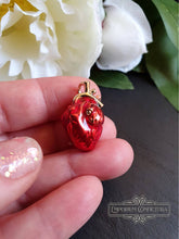 Load image into Gallery viewer, Tiny Anatomical Heart Pin - Can Be Worn As A Brooch Or Pendant - Hand Enamelled  - Goldtone Base - 2.5x1.5cm / 25x15mm / 0.98x0.59 Inches