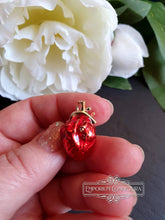 Load image into Gallery viewer, Tiny Anatomical Heart Pin - Can Be Worn As A Brooch Or Pendant - Hand Enamelled  - Goldtone Base - 2.5x1.5cm / 25x15mm / 0.98x0.59 Inches