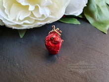 Load image into Gallery viewer, Tiny Anatomical Heart Pin - Can Be Worn As A Brooch Or Pendant - Hand Enamelled  - Goldtone Base - 2.5x1.5cm / 25x15mm / 0.98x0.59 Inches