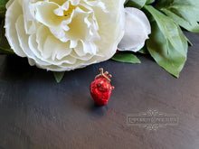 Load image into Gallery viewer, Tiny Anatomical Heart Pin - Can Be Worn As A Brooch Or Pendant - Hand Enamelled  - Goldtone Base - 2.5x1.5cm / 25x15mm / 0.98x0.59 Inches