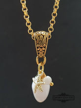 Load image into Gallery viewer, Beautiful White Olive Shell Necklace with Electroplated Gold Edging - Featuring Sea Star Charm Which Symbolises Renewal and Regeneration