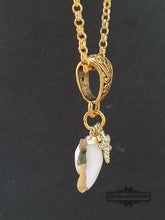 Load image into Gallery viewer, Beautiful White Olive Shell Necklace with Electroplated Gold Edging - Featuring Sea Star Charm Which Symbolises Renewal and Regeneration