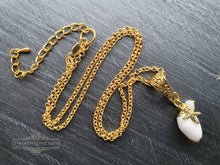 Load image into Gallery viewer, Beautiful White Olive Shell Necklace with Electroplated Gold Edging - Featuring Sea Star Charm Which Symbolises Renewal and Regeneration