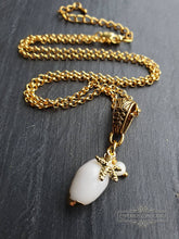 Load image into Gallery viewer, Beautiful White Olive Shell Necklace with Electroplated Gold Edging - Featuring Sea Star Charm Which Symbolises Renewal and Regeneration