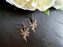 Load image into Gallery viewer, Fairy, Drop/Dangle Earrings, Art Deco/Art Nouveau Style, Antiqued Finish, Stainless Steel LeverBack Closure, 4x1.6cm(40x16mm/1.57x63 Inches)