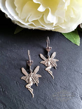 Load image into Gallery viewer, Fairy, Drop/Dangle Earrings, Art Deco/Art Nouveau Style, Antiqued Finish, Stainless Steel LeverBack Closure, 4x1.6cm(40x16mm/1.57x63 Inches)