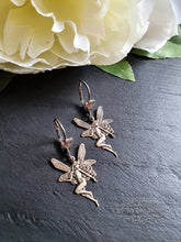 Load image into Gallery viewer, Fairy, Drop/Dangle Earrings, Art Deco/Art Nouveau Style, Antiqued Finish, Stainless Steel LeverBack Closure, 4x1.6cm(40x16mm/1.57x63 Inches)