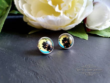 Load image into Gallery viewer, Haunted House Halloween Stud Earrings, Stud Earrings, Silver Plated, 12mm/1.2cm (0.47 Inches), Sterling Silver Pushback Closure, Nickle Free