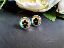 Load image into Gallery viewer, Haunted House Halloween Stud Earrings, Stud Earrings, Silver Plated, 12mm/1.2cm (0.47 Inches), Sterling Silver Pushback Closure, Nickle Free