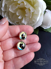 Load image into Gallery viewer, Haunted House Halloween Stud Earrings, Stud Earrings, Silver Plated, 12mm/1.2cm (0.47 Inches), Sterling Silver Pushback Closure, Nickle Free