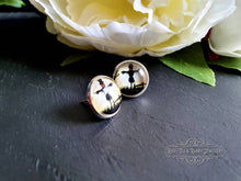 Load image into Gallery viewer, Halloween Scarecrow Stud Earrings, Silver Plated, 12mm / 1.2cm / 0.47 Inches