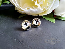 Load image into Gallery viewer, Halloween Scarecrow Stud Earrings, Silver Plated, 12mm / 1.2cm / 0.47 Inches