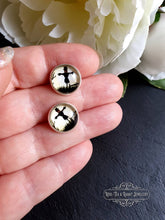 Load image into Gallery viewer, Halloween Scarecrow Stud Earrings, Silver Plated, 12mm / 1.2cm / 0.47 Inches