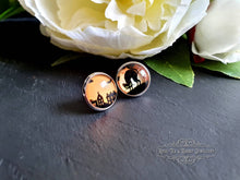 Load image into Gallery viewer, Black Cat Halloween Stud Earrings, 12mm / 1.2cm / 0.47 Inches