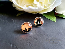 Load image into Gallery viewer, Black Cat Halloween Stud Earrings, 12mm / 1.2cm / 0.47 Inches