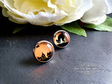 Load image into Gallery viewer, Black Cat Halloween Stud Earrings, 12mm / 1.2cm / 0.47 Inches