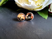 Load image into Gallery viewer, Black Cat Halloween Stud Earrings, 12mm / 1.2cm / 0.47 Inches