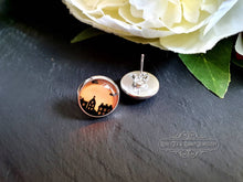 Load image into Gallery viewer, Black Cat Halloween Stud Earrings, 12mm / 1.2cm / 0.47 Inches