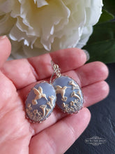 Load image into Gallery viewer, Hummingbird Cameo Earrings, Birds Egg Blue, Something Blue, Bright Silver, Leverback Closure, Lace Edge Detail, 3.7x1.9cm(1.45x0.74 Inches)