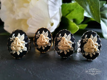 Load image into Gallery viewer, Adjustable Fairy with Flowers Cameo Ring - Filigree Detail - 18x25mm - Silver Plated/Gunmetal/Antiqued Bronze/Goldtone Finish Ring Base