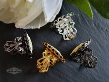 Load image into Gallery viewer, Adjustable Fairy with Flowers Cameo Ring - Filigree Detail - 18x25mm - Silver Plated/Gunmetal/Antiqued Bronze/Goldtone Finish Ring Base