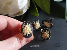 Load image into Gallery viewer, Adjustable Fairy with Flowers Cameo Ring - Filigree Detail - 18x25mm - Silver Plated/Gunmetal/Antiqued Bronze/Goldtone Finish Ring Base