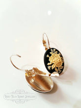 Load image into Gallery viewer, Floral Cameo Earrings - Petite Size - 3x1.5cm(1.18 x 0.59 Inches) - Leverback - Silver Plated Base - Nickle Free - Pretty & Romantic