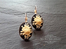 Load image into Gallery viewer, Floral Cameo Earrings - Petite Size - 3x1.5cm(1.18 x 0.59 Inches) - Leverback - Silver Plated Base - Nickle Free - Pretty & Romantic