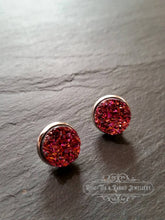 Load image into Gallery viewer, Metallic Pink Faux Druzy Stud Earrings - 12mm(0.47 Inches) - Silver Plated - Pierced Ear - All Occasion Style - On Trend Contemporary Design