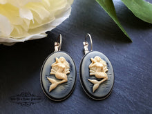 Load image into Gallery viewer, Mythical Mermaid Resin Cameo Drop/Dangle Earrings - 3.7cmx1.9cm (1.45 x 0.74 Inches) - Silver Plated Base - French Leverback Closure - Retro Style