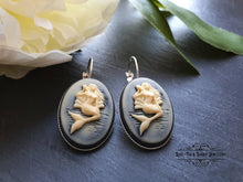 Load image into Gallery viewer, Mythical Mermaid Resin Cameo Drop/Dangle Earrings - 3.7cmx1.9cm (1.45 x 0.74 Inches) - Silver Plated Base - French Leverback Closure - Retro Style