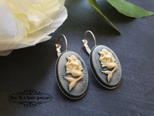 Load image into Gallery viewer, Mythical Mermaid Resin Cameo Drop/Dangle Earrings - 3.7cmx1.9cm (1.45 x 0.74 Inches) - Silver Plated Base - French Leverback Closure - Retro Style