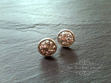 Load image into Gallery viewer, Resin/Glitter Stud Earrings - 12mm Diameter (1.2 cm or 0.42 Inches) - Silver Plated - Pierced Earrings - Medium Size - Pretty and Festive