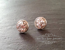 Load image into Gallery viewer, Resin/Glitter Stud Earrings - 12mm Diameter (1.2 cm or 0.42 Inches) - Silver Plated - Pierced Earrings - Medium Size - Pretty and Festive
