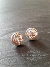 Load image into Gallery viewer, Resin/Glitter Stud Earrings - 12mm Diameter (1.2 cm or 0.42 Inches) - Silver Plated - Pierced Earrings - Medium Size - Pretty and Festive