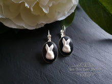 Load image into Gallery viewer, White Rabbit Cameo Drop/Dangle Earrings - 3x1.5cm(1.18 x 0.59 Inches) - Hinged Lever Back Closure - Silver Plated Base - Cute/Kawaii Style