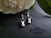 Load image into Gallery viewer, White Rabbit Cameo Drop/Dangle Earrings - 3x1.5cm(1.18 x 0.59 Inches) - Hinged Lever Back Closure - Silver Plated Base - Cute/Kawaii Style