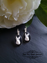 Load image into Gallery viewer, White Rabbit Cameo Drop/Dangle Earrings - 3x1.5cm(1.18 x 0.59 Inches) - Hinged Lever Back Closure - Silver Plated Base - Cute/Kawaii Style