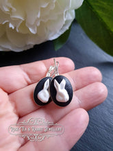 Load image into Gallery viewer, White Rabbit Cameo Drop/Dangle Earrings - 3x1.5cm(1.18 x 0.59 Inches) - Hinged Lever Back Closure - Silver Plated Base - Cute/Kawaii Style