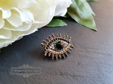 Load image into Gallery viewer, Miniature Diamante Evil Eye Pin Brooch - 2x2.5cm / 0.78x0.98 Inches