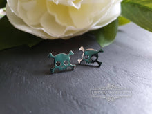 Load image into Gallery viewer, Cute Skull & Crossbones - Stainless Steel Studs - Butterfly/Post Closure - 1x1.3cm/10x13mm/0.39x0,51 Inches - Mirror Polish Finish