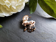 Load image into Gallery viewer, Unicorn Pin Brooch - Hand Enamelled - Diamante Detail - Goldtones, Cream and Black/Dark Grey - Scotland's National Animal - Convertible jewellery - 3.5x3cm ( 35x30mm/1.37x1.18 Inches)