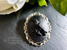 Load image into Gallery viewer, The Raven - Gothic Cameo Pin Brooch - Black on Black Raised Design - Modern-Vintage Look - 4x5cm(40x50mm/1.57x1.96 Inches) - Edgar Allan Poe