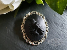 Load image into Gallery viewer, The Raven - Gothic Cameo Pin Brooch - Black on Black Raised Design - Modern-Vintage Look - 4x5cm(40x50mm/1.57x1.96 Inches) - Edgar Allan Poe