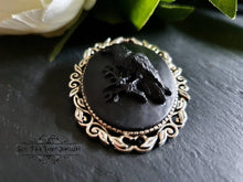 Load image into Gallery viewer, The Raven - Gothic Cameo Pin Brooch - Black on Black Raised Design - Modern-Vintage Look - 4x5cm(40x50mm/1.57x1.96 Inches) - Edgar Allan Poe